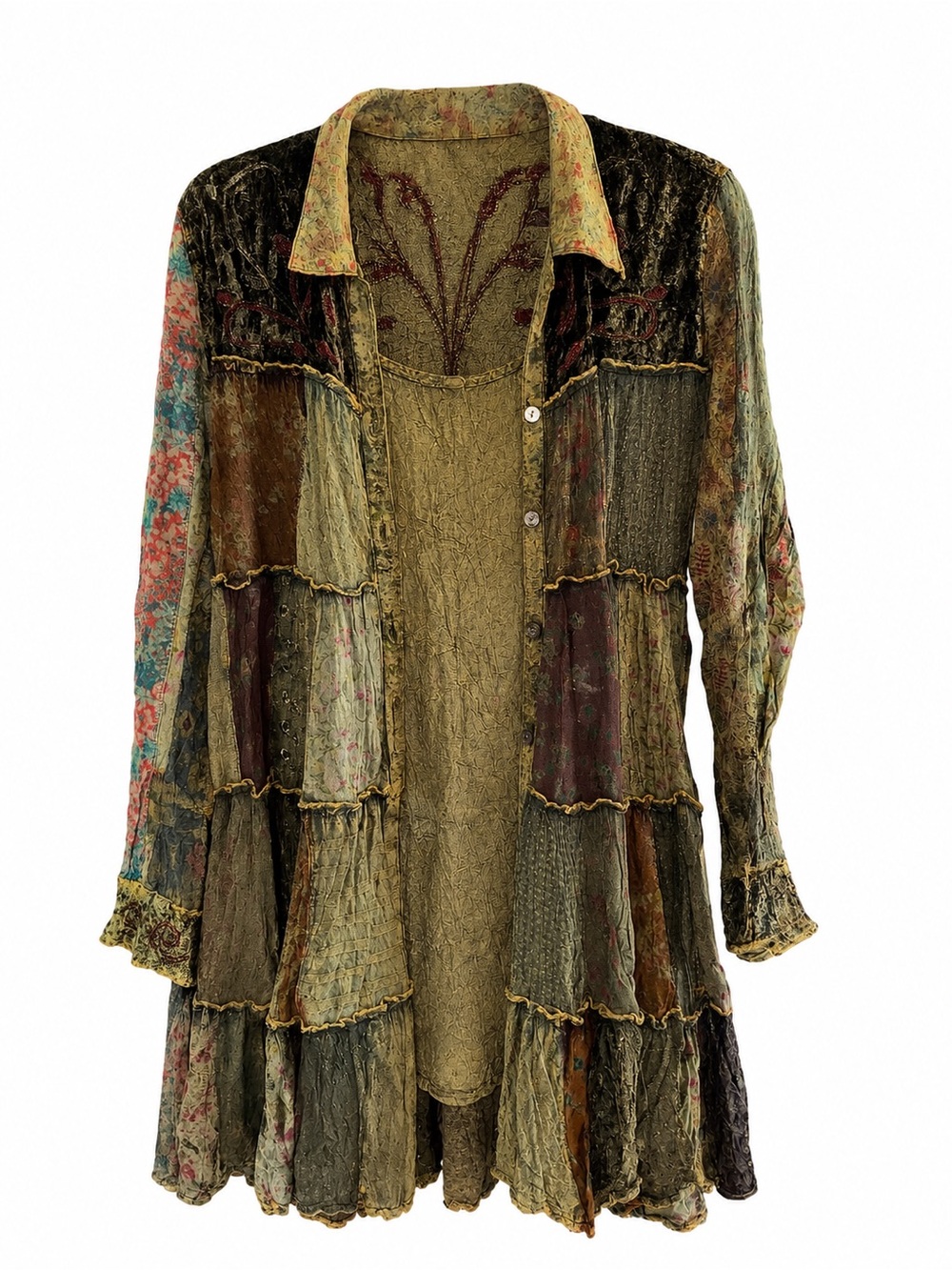 Young Threads Amber Tunic Dress Jacket Set - Patchwork - Embroidered - Picture 2 of 10